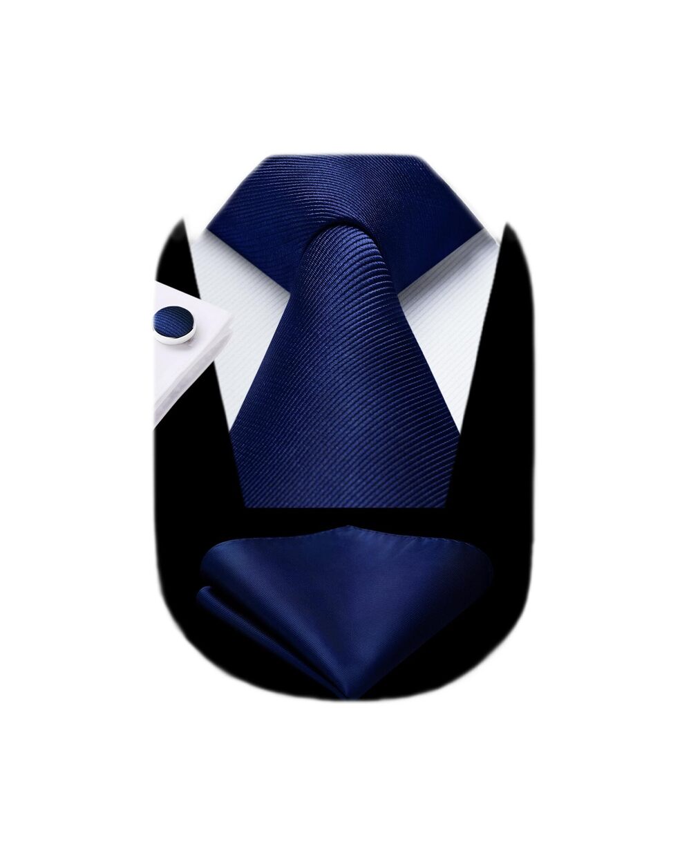 6989 Navy Blue Ties Formal Wedding Navy Tie and Pocket Square Cufflinks Set